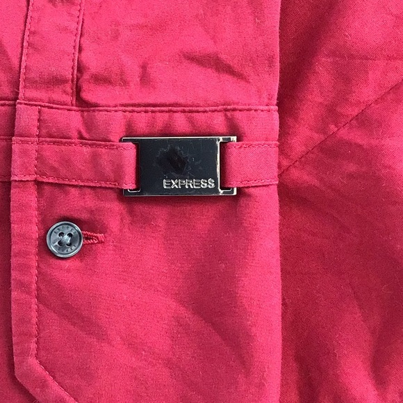 Express Button Down Red Blouse - Picture 3 of 5
